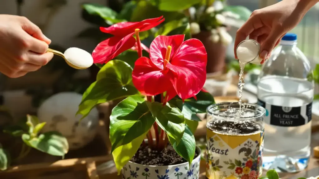 Voeg een theelepel toe aan het water en je anthurium zal prachtig bloeien